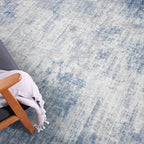 IOHOUZE Abstract Runner Rug 2x12 Ft Washable Runners for Hallways, Non Slip Kitchen Runner Printed Faux Wool Entryway Runner Indoor, Modern Abstract Floor Carpet for Hall Kitchen, Light Blue White