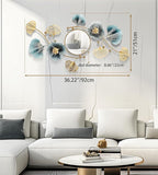 Large Wall Mirror,Modern Wall Mirrors Decorative,3DMetal Ginkgo Biloba Design - Perfect for Living Room, Bedroom, Bathroom, or Entryway Wall Decor