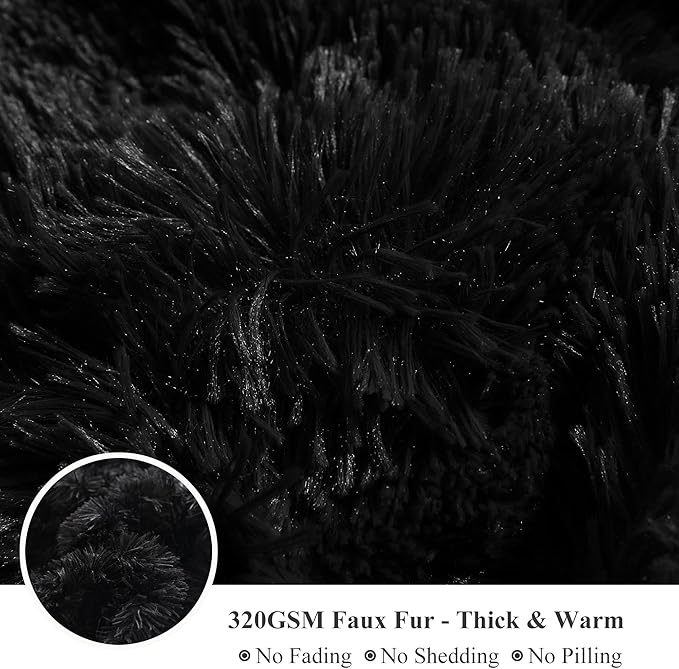 XeGe Plush Shaggy Duvet Cover Set, Luxury Ultra Soft Crystal Velvet Fluffy Bedding Sets 2 Pieces(1 Faux Fur Furry Comforter Cover + 1 Fuzzy Faux Fur Pillow Case), Zipper Closure (Twin, Black)