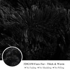 XeGe Plush Shaggy Duvet Cover Set, Luxury Ultra Soft Crystal Velvet Fluffy Bedding Sets 3 Pieces(1 Furry Faux Fur Comforter Cover + 2 Fuzzy Faux Fur Pillow Cases), Zipper Closure(King, Black)