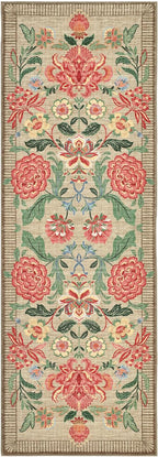 GarveeHome Floral 2x6 Washable Kitchen Runner Rugs Non Slip Camel Taupe Brown Vintage Boho Cottage Long Rug for Hallways Bedroom Entryway Bathroom Mat with Rubber Back