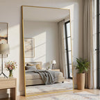 Full Length Mirror, 82"x44" Full Body Mirror, Oversized Floor Mirrors, Leaning Free Standing Mirrors, Hanging Mounted Large Mirrors for Bedroom Dressing Room, Cloakroom, Gold