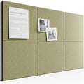 Bumusty Large Cork Board 36" x 24" Alternative - 6 Pack Felt Wall Tiles with 40 Safe Removable Adhesive Tabs, 30 Pushpins, Cork Boards for Walls Pin Board Bulletin Board Office Decor (Olive Green)