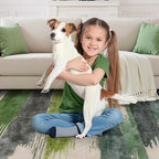 Ciicool Modern Abstract Green Rug for Living Room, 10'x14' Machine Washable Area Rug Non-Slip Rug, Low-Pile Contemporary Indoor Dining Floor Carpet for Bedroom Office Under Table Home Decor