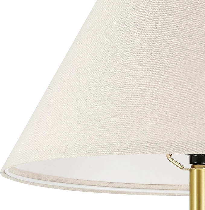 GLOBE Electric 61000060 60" Floor Lamp, Matte Brass Finish, Beige Linen Shade, Heavy Weighted Base, Rotary Switch on Shade, Modern Standing Light for Living Room, Home Office Accessories
