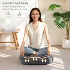 6" Washable Floor Pillow Cushion for Adults, Meditation Cushion Pillow, Removable Tufted Blended Corduroy Cover, Large Square Floor Sitting for Tatami Living Room or Yoga, 22x22 Inch, Machine Washable