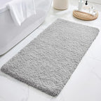 ILANGO Grey Bathroom Rugs 60" × 24" Non Slip & Super Absorbent Extra Thick Soft, Washable Bath Carpet Runner for Floor, Microfiber Plush Shaggy Bath Mats with Rubber for Bedroom Bathtub Shower Room