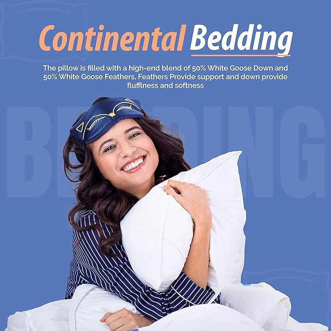 Continental Bedding Affinity Down Alternative Pillow, Medium Firm, 300TC 100% Cotton Shell, for Side, Back, and Stomach Sleepers