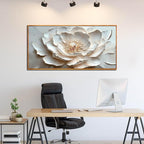 White and Pink Flower Pictures Wall Decor for Office Women - Modern Wall Art for Living Room - Wooden Framed Wall Art for Bedroom Size 29" x 59"
