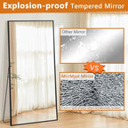 Full Length Mirror, 76"x34" Oversized Floor Mirror Free Standing, Large Full Body Mirror for Bedroom Living Room Gym, Black Mirror Full Length with Tempered Glass