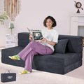Folding Sofa Bed, 4 in 1 Convertible Sleeper Chair with Pillow, Queen Memory Foam Fold Out Chair Bed, Modern Floor Futon Sofa Couch Mattress for Living Room/Guest/Apartment, Dark Grey