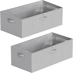 SpaceAid 2 Pack 10" High Under Bed Storage Containers, Large Underbed Storage Organizer Bins with Lids for Bedroom, Dorm, Clothes, Closet Organization, Bed Sheets and Blankets (Gray)