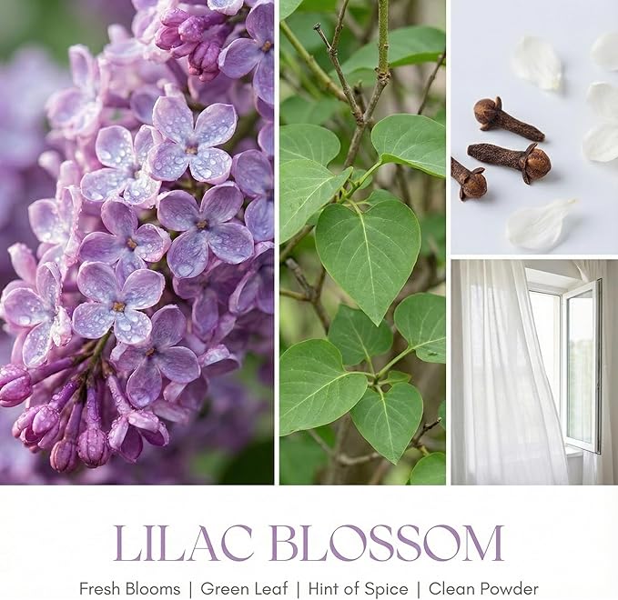 HomeLights 4-Wick Candles for Home Scented - 18oz Soy Wax Blend Candle Long-Lasting Fragrance, Bohemian Natural Textures Home Decor and Housewarming Gifts, Lilac Blossom