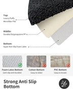 ILANGO Black Bathroom Rugs 70" × 24" Non Slip & Super Absorbent Thick Soft, Washable Bath Carpet Runner for Floor, Microfiber Plush Shaggy Bath Mats with Rubber for Bedroom Bathtub Shower Room