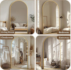 Suidia Arched Full Length Mirror, 72"x44" Floor Mirror Freestanding, Floor Standing Full Body Mirror with Stand for Bedroom, Hanging Leaning Mounted for Living Room Cloakroom, Gold