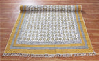 Area Rug 4x8 Kilim Rug Yellow & Beige Cotton Dhurrie Oriental Thick 0.19 inches Stone Easy Washable Rug Hand Wash Cotton Carpet Flatweave Rug Indoor Outdoor Rugs for Kitchen, Bedside, Enterway