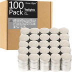 Tealight Candles - 4 Hours - Giant 100,200,300 Bulk Packs - White Unscented European Votive Smokeless Tea Lights for Shabbat, Weddings, Christmas, Home Decorative- 100 Pack