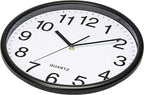 Bernhard Products Black Wall Clock, Large 13-Inch Silent Non Ticking Quartz Battery Operated Round Easy to Read Classroom/Home/School/Office Clock
