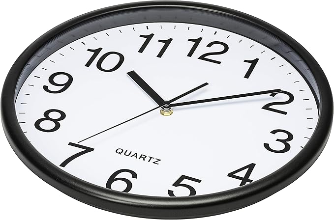 Bernhard Products Black Wall Clocks Large 13 Inch, Silent Non Ticking 2 Pack, Quality Quartz Battery Operated Round Easy to Read Home/Office/Business/Classroom/School Clock