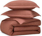 Bedsure Cotton Duvet Cover King - 100% Cotton Waffle Weave Burnt Orange Duvet Cover King Size, GentleSoft™ and Breathable Bedding Set for All Season, 3 Pieces, 104"x90"