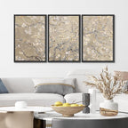MUDECOR Framed Canvas Print Wall Art Blossoming Branches Vintage Floral Illustrations Realism Decorative for Living Room, Bedroom, Office - 24"x36"x3 Black