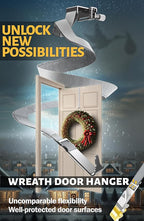 Menz Wreath Door Hanger - Adjustable Wreath Hanger for Front Door as Non-Scratch Decoration Holder for Christmas, Easter and Halloween, Decoration Hook for Christmas swags Outdoor, Stainless Steel