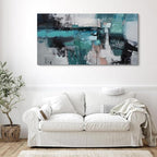 YDYSUNE Abstract Wall Art - Large Elegant and Modern Painting Green Canvas Decor Picture for Living Room Gray Background Home Bedroom Decoration Artwork Decor Size 24X48inch