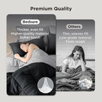 Bedsure Oversized Queen Comforter Set - 7 Pieces Reversible Black Bedding, Oversized Queen Size Bed Set for All Seasons, Bed in a Bag with Down Alternative Comforter, Sheets, Pillowcases & Shams