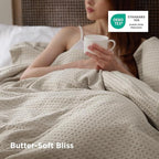 Bedsure Luxury Waffle Duvet Cover Queen Size - Textured Duvet Cover Set, Soft, Breathable Bedding Set (90"x90") with 2 Pillow Shams for All Season, Linen, Comforter Sold Separately