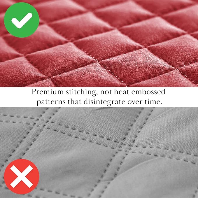 Southshore Fine Living, Inc. Full/Queen Quilt Bedding Set, Microfiber Quilts Queen Size, Coverlet, Stain & Pet Hair Resistant Bedding, Full Size Bedspread with 2 Pillow Shams, Chili Pepper Red