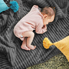 DISSA Fleece Blanket Throw Size – 51x63, Dark Grey – Soft, Plush, Fluffy, Fuzzy, Warm, Cozy – Perfect Throw for Couch, Bed, Sofa - with Pompom Fringe - Flannel Blanket Throw Blanket