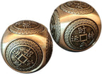 Brass Lucky Ball 6 Sides Rotatable Feng Shui Ornament Wealth Statue Treasure Ball Fengshui Sculpture Chinese Traditional Home Decor (F2 Lucky Ball x 2)