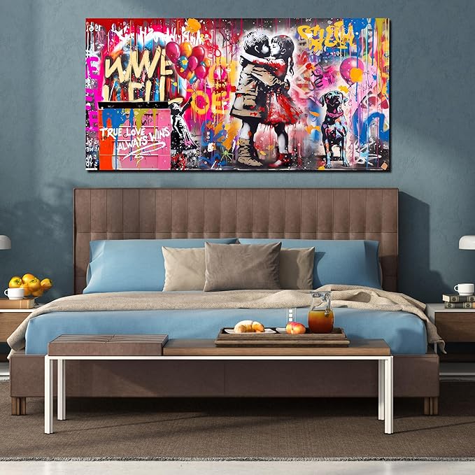 CIRABKY Colorful Canvas Wall-Art - Graffiti Art Wall Decor for Living Room - Boy and Girl Print Big Painting Size 29" x 59"