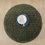Unstuffed Ottoman Pouf Cover – Round Faux Fur Footstool Plush Floor Pouf (No Filler Included) Perfect for Living Room, Bedroom, or Office Lounge (Green, 20x20x15 in)