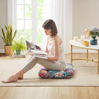 Codi Floor Cushions Seating for Adults and Kids Set of 2, Square Large Boho Pillows for Yoga Living Room Tatami Sitting Home Decor, Memory Foam Added, 22x22 Inch Multi Patchwork