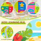 Kids Rugs for Bedroom Kids Room, Educational Rug for Classroom, Non-Slip Washable ABC Learning Carpet for Boys Girls, Zoo Road Play Mat, 6x9 Green