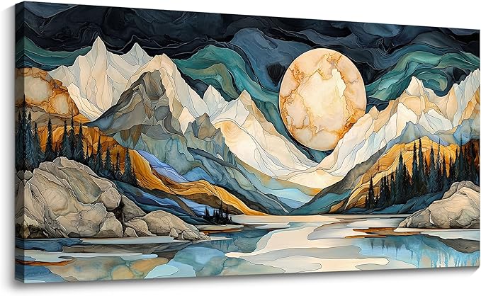 JEAWA Large Canvas Wall Art - Abstract Painting Decor, Textured Mountain Pictures as Gifts for Friends, Modern Art Prints for Bedroom Living Room Bathroom Home Decoration, 29x58 IN