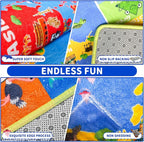 World Map ABC Kid Rug for Playroom 78.7"×59" Geography Classroom Play Rug Educational Baby Playmat Alphabet Rug for Primary School Fluffy Ployester Non-Slip Preschool Rug for Nursery Room