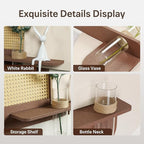 Troartos 3D Textured Boho Neutral Wall Art Decor With Shelf, Modern Beige and Brown Artwork for Walls With Green Accent, Minimalist Wall Decor for Living Room, Hallway, Kitchen, Bedroom, Office 24x24