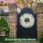 26 Inch Spring Wreaths for Front Door Large Spring Door Wreath Easter Valentines Wild Floral Summer Wreaths Outside All Season for Farmhouse Porch Wall Wedding Living Room Home Decor(White)