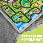 Car Rug,Kids Play Rug with Roads,Playroom Non Slip Car Track City Map for Bedroom Classroom - (78.7X59 Inches)
