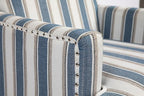 KEIKI Vintage Striped Accent Chair with Nailhead Trim, Upholstered Lounge Armchair for Living Room, High Back Reading Chair Bedroom