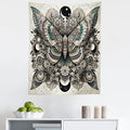 Ambesonne Mandala Tapestry, Medieval Esotery Inspired Oriental Moth with Floral Details Witchcore, Fabric Wall Hanging Decor for Bedroom Living Room Dorm, 23" X 28", Grey Yellow Green Sepia
