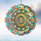 Mandala Wind Spinner - Lucky Star Design | 12-Inch Laser Cut Stainless Steel, Kinetic Hanging Wind Sculpture for Garden, Porch, Patio, Home | Outdoor 3D Metal Windcatcher & Yard Art