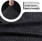 VANSOFY Recliner Chair Covers, 4-Pieces Stretch Recliner Cover Jacquard Soft Reclining Chair Slipcover Furniture Protector with Elastic Bottom for Lazy Boy Recliner(Black)