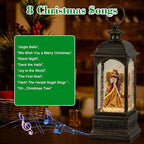 Eldnacele Angel Music Snow Globe Lantern with 6 Hour Timer, Battery Operated & USB Powered Singing Lighted Lamp Swirling Water Glittering Christmas Decoration Holiday Decor Lantern