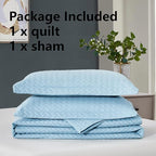 Maple&Stone Quilt Set Twin/Twin XL, Lightweight Light Blue Bedspread Ultrasonic Chevron Pattern Light Coverlet for All Season Comforter Bedding Decor - 2 Piece Twin Extra Long Bed Cover Sets