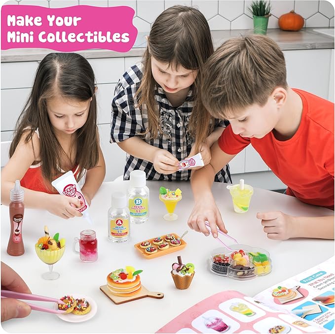 12 Making Miniature Food Toys Set, DIY, Resin Play, NOT Edible, Kitchen Mini Pretend Play Food Set for Kids Age 8-13, Birthday for Girls, 8 9 10, Make Your Food