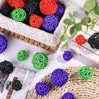 Patelai 72 Pcs Wicker Rattan Balls Decorative Balls for Vase Centerpiece Bowls Orbs Filler for Spring Summer Craft Home Decor, 4 Sizes(Orange, Purple, Black, Green)