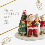 Spode Christmas Tree Miniature Village Figural Decoration, Snowy Christmas Village Set, Ceramic Holiday Decor - Festive Holiday Decorations for Indoor Display (Santa with Children)